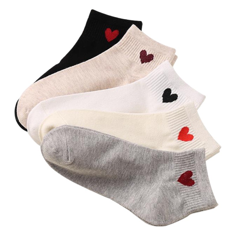 Socks Women's Boat Socks Spring and Autumn New Mid-Tube Love Cotton Socks Casual Deodorant Short-Tube Sports Socks Manufacturer Wholesale