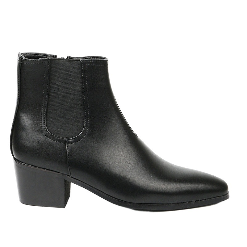 New Autumn and Winter Chelsea Boots for Men, Fashionable High-Heeled Short Boots, Small Square Toe High-Heeled Boots for Men, High-Heeled Boots for Men