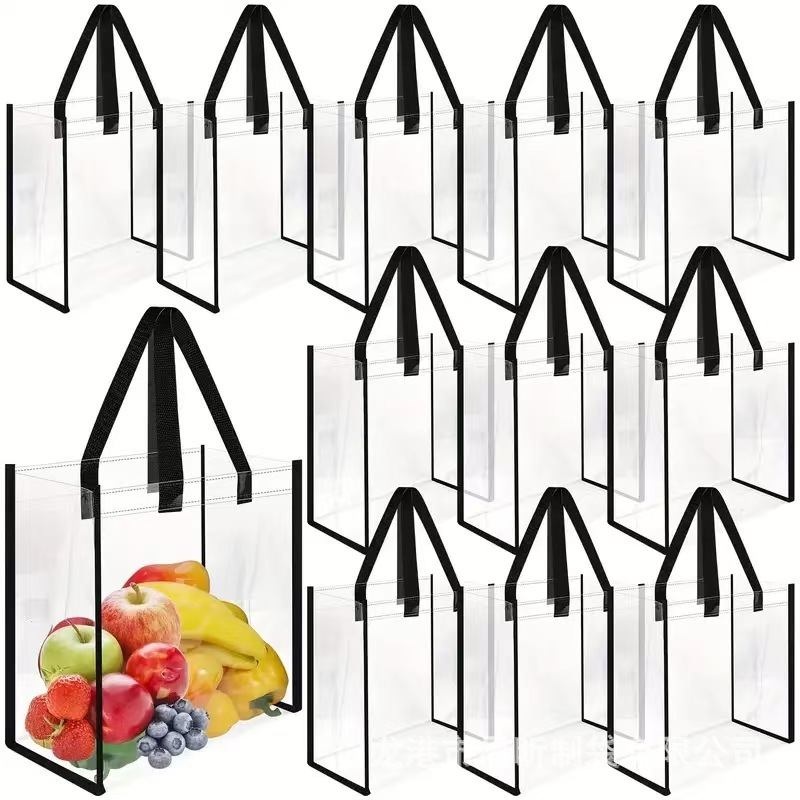 Cross-border Source in stock Transparent PVC Handbag Large Capacity Portable Shoulder Bag Travel Storage Swimming Bag Washing Bag