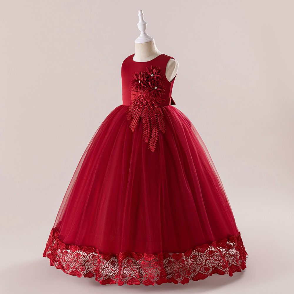 Picture of European and American New Children's Dress Long Flower Show Dress Princess Dress Flower Girls Dress Wedding Dress