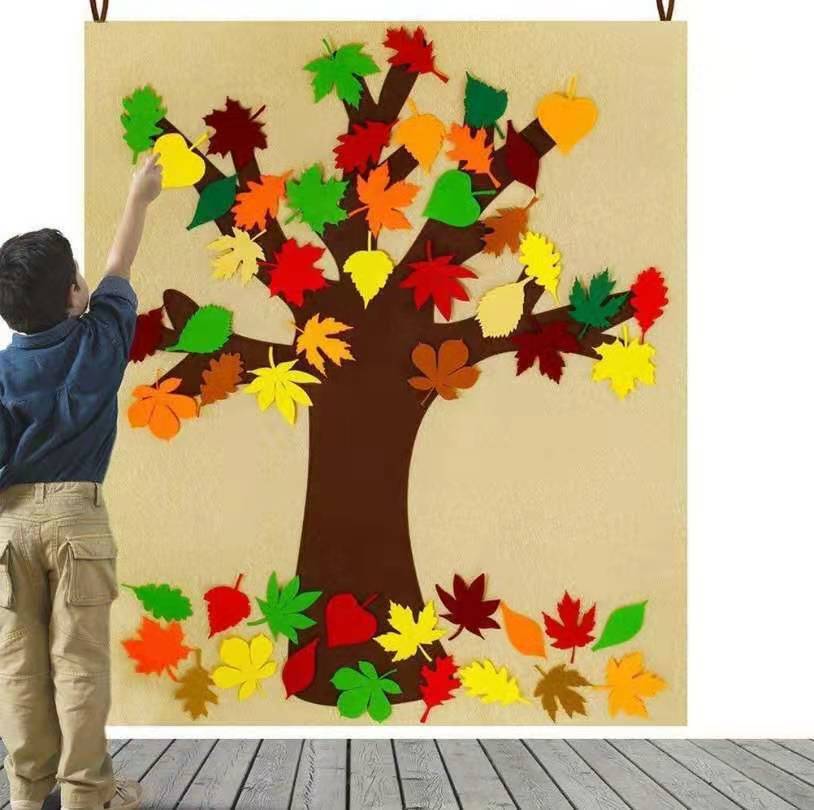 Cross-border Amazon Thanksgiving felt decoration Maple Tree Children's DIY self-adhesive multi-color game pendant