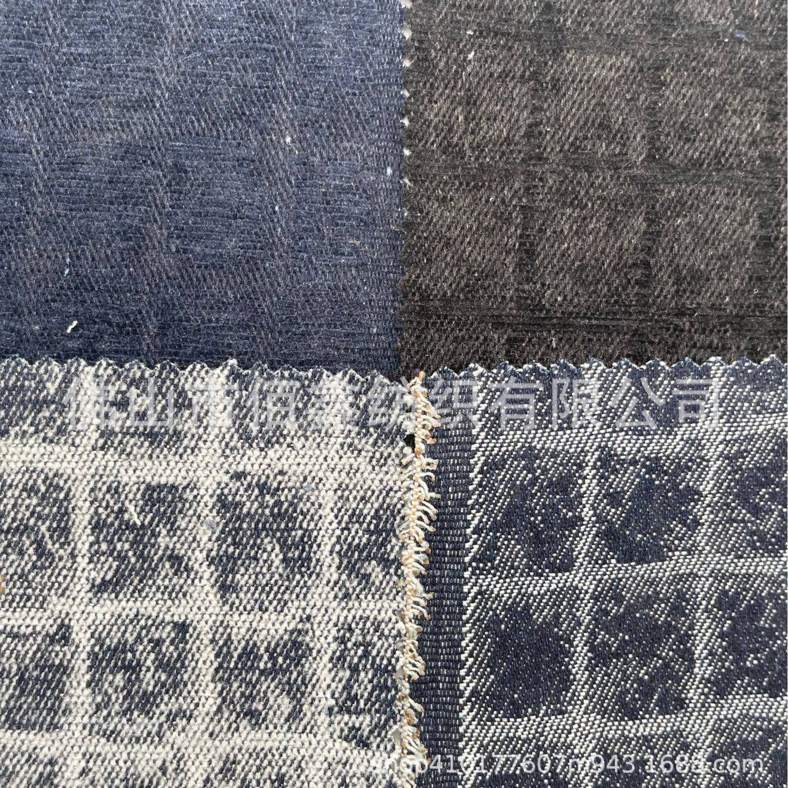Checkered pattern jacquard denim fabric new autumn and winter velvet fashion jackets, pants, coats, velvet bags, shoes and hats