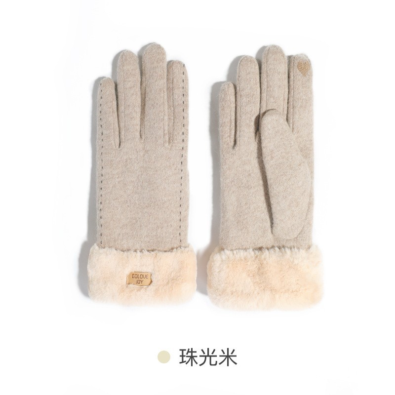 Picture of Winter Warm Cashmere Gloves Women's Outdoor Cold-proof Windproof Thickened Knitted Touch Screen Slimming Wool Gloves DY35