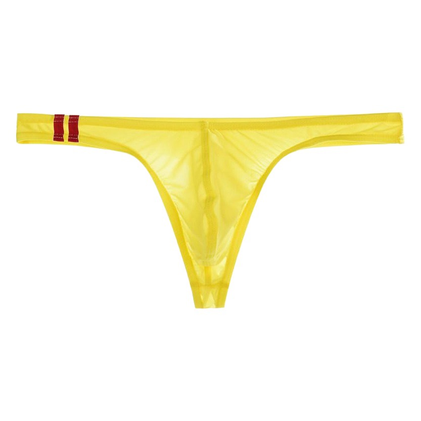 Junye Men's Ice Silk transparent thong thin low waist sexy U convex underwear summer breathable Men's Youth Shorts