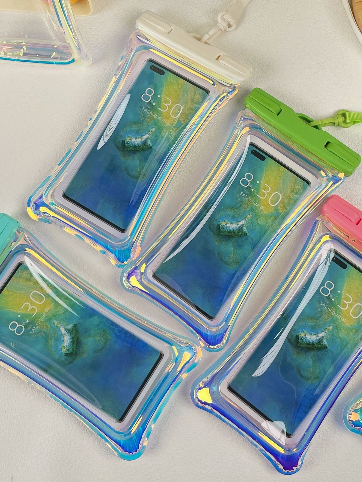 Picture of Laser Colorful Cute Air Bag Mobile Phone Waterproof Bag Diving Cover Swimming Rafting Sealed Transparent Mobile Phone Waterproof Bag