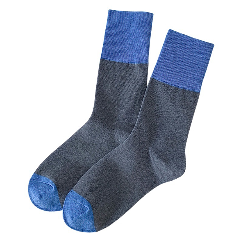 Socks Women's Spring and Autumn Mid-length Socks Cotton Sweat Absorbing Spring and Summer White and Black High Barrel Outer Wear Color-matching Women's Long Socks Trendy