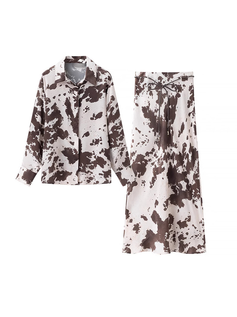 ZR foreign trade wholesale European and American style women's new animal print silk satin shirt skirt 2235108 2191108