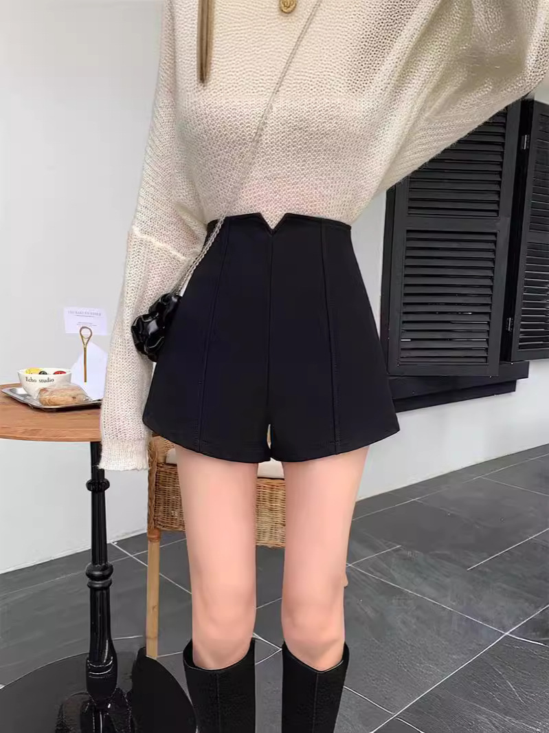 Super High Waist Shorts Women's Summer New A- word Slim Hip Casual Pants All-match Outer Wear Base Spice Girl V Waist Pants