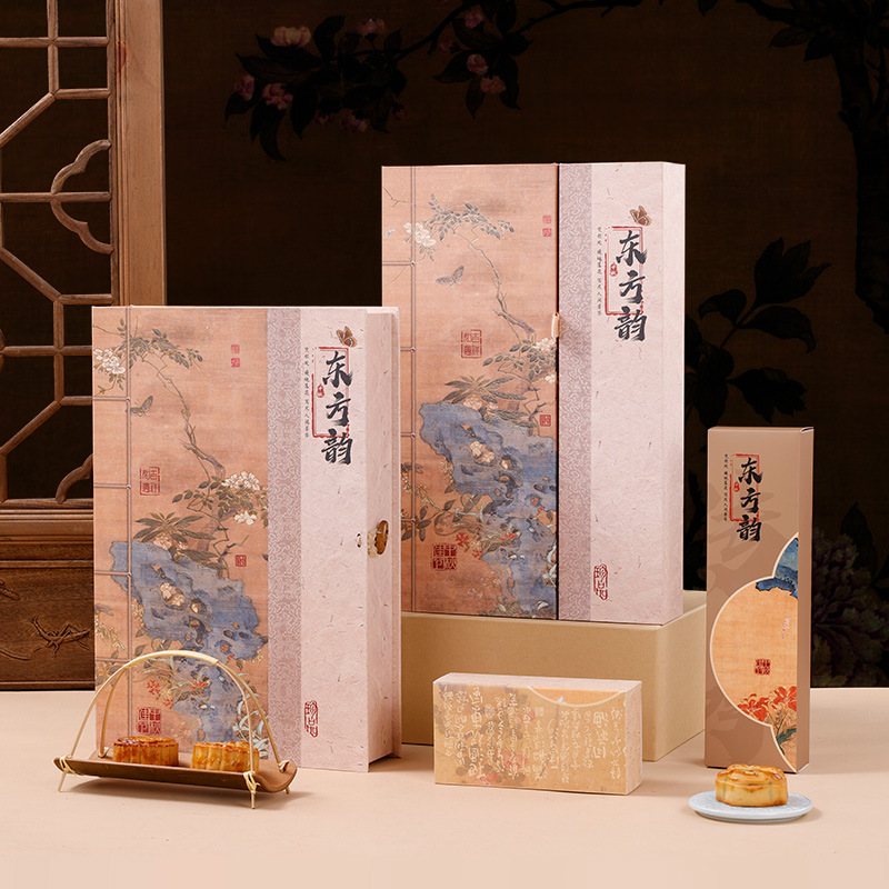 2024 new moon cake box creative national style high-end Mid-Autumn Festival gift packaging souffle gift box empty box
