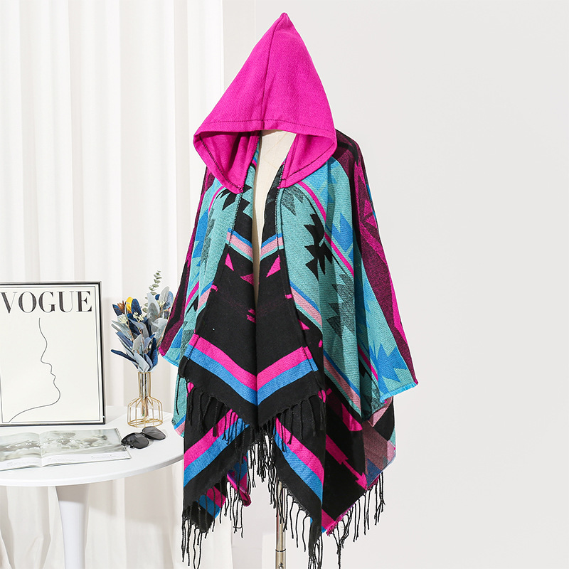 Picture of Ethnic Style Hooded Shawl Women's Yunnan Western Sichuan Travel Wear Costume Xinjiang Desert Photograph Outer Cape Cape