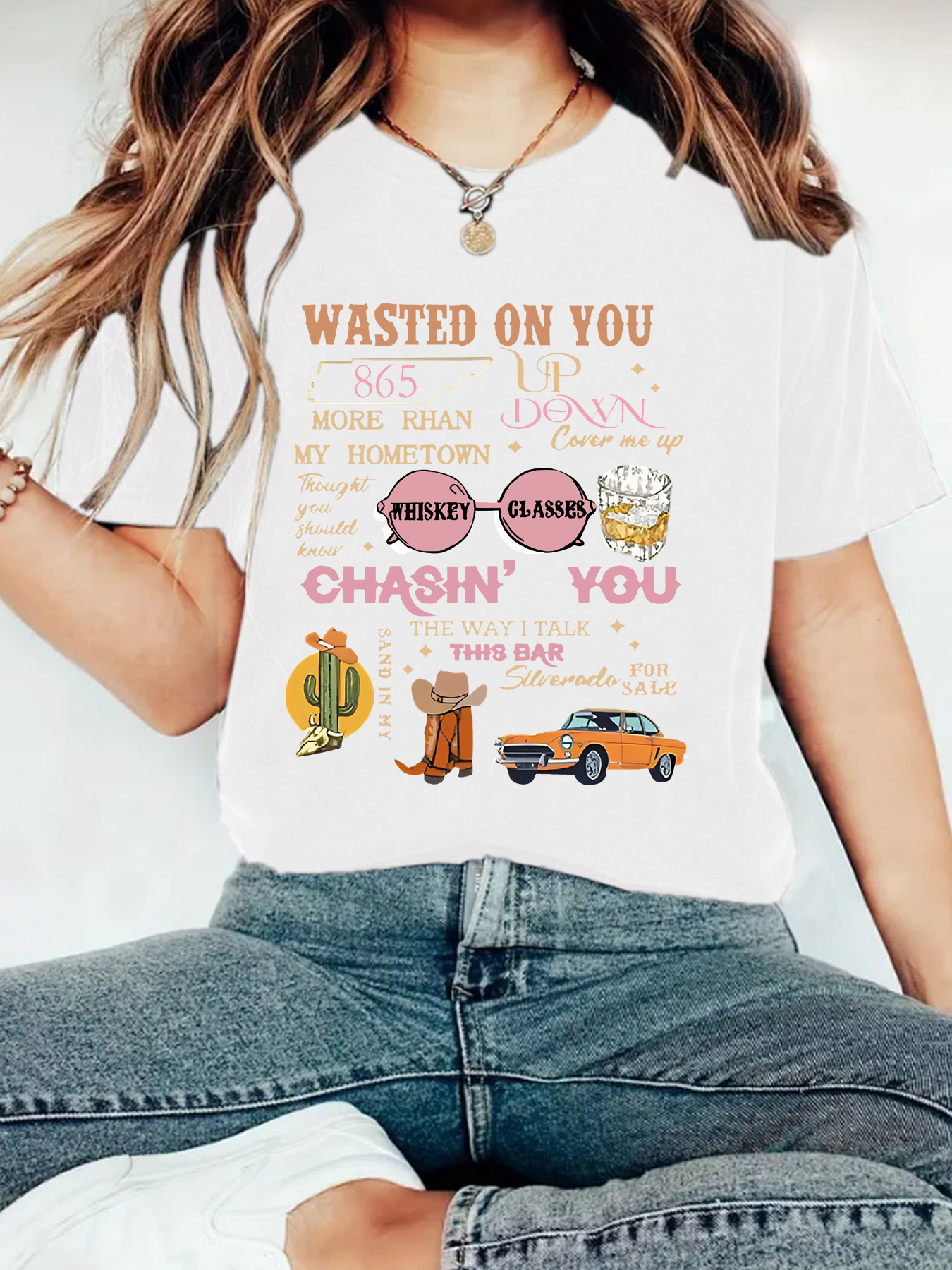 Picture of European and American Independent Station Cross-border Temperament T-shirt Women's in stock WASTEDD ON YOU Printed Summer New Short Sleeve