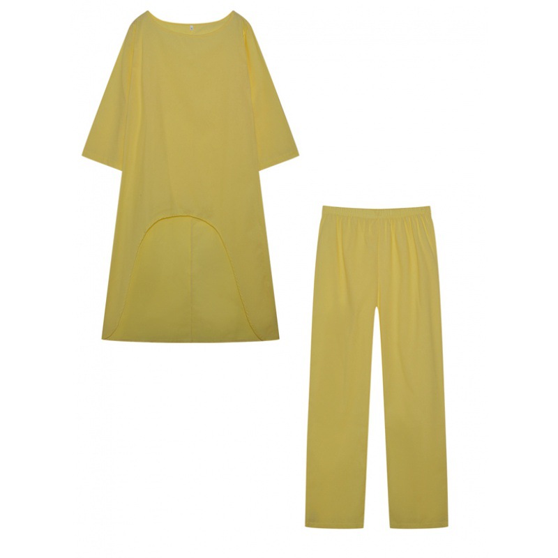 Picture of 2023 European and American New Women's Cotton and Linen Fashion Casual plus size Irregular Long-sleeved suit Wide-leg Pants Two-piece Set
