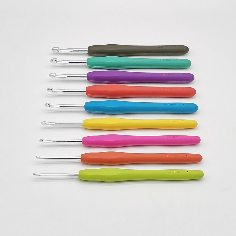 Candy Color Soft Handle Crochet Aluminum Oxide Single Head Set Special Wholesale Clearance Hand Knitting Tool Material Kit