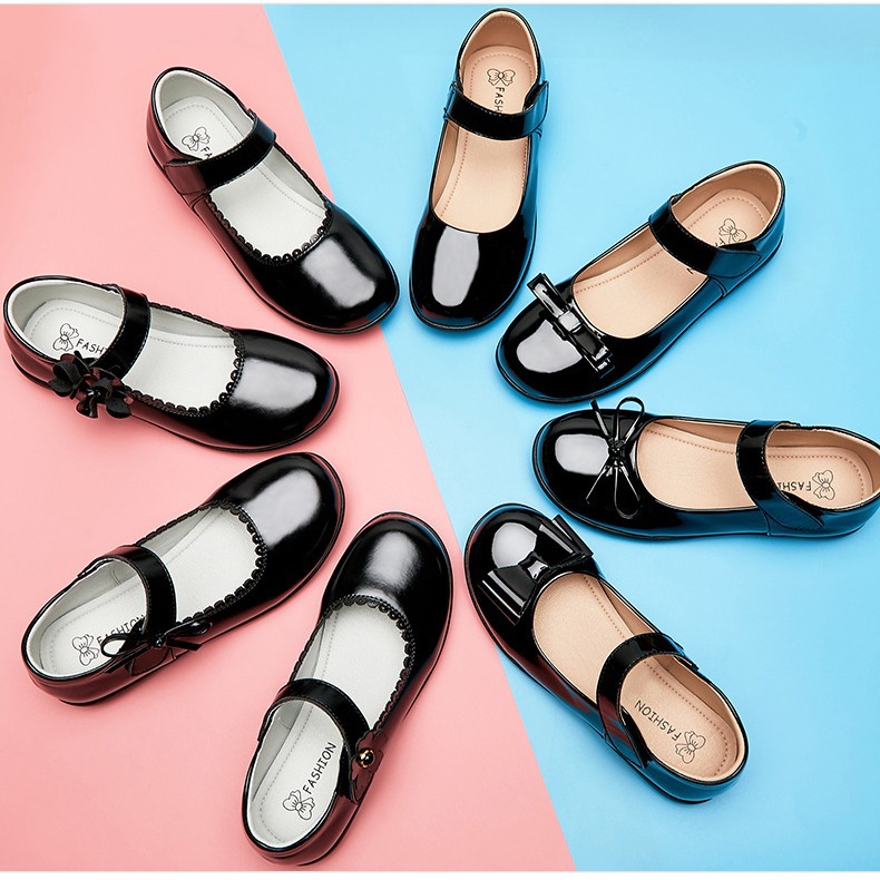 Picture of Girls Black Leather Shoes Performance Shoes Princess Shoes Small Leather Shoes Children's School Leather Soft Sole Shoes School Shoes