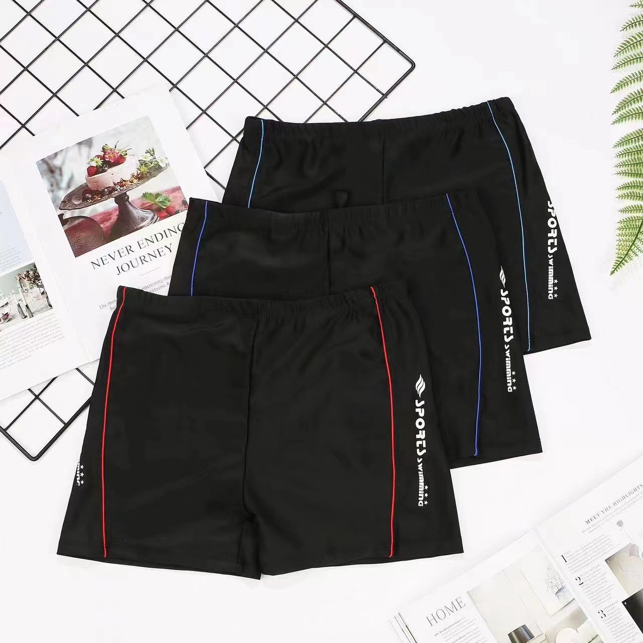 Picture of Adult Men's Swimming Trunks Comfortable Corner Shorts Plus Large Size Quick-drying Swimming Equipment Men's Swimsuit Swimming Trunks