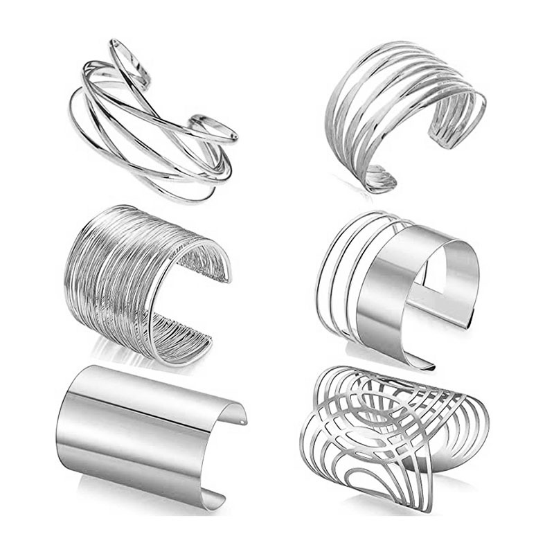 Picture of Cross-border Hot Selling European and American Kwa Hollow Metal Pattern Iron Open Bracelet Personalized Wire Punk Bracelet Set