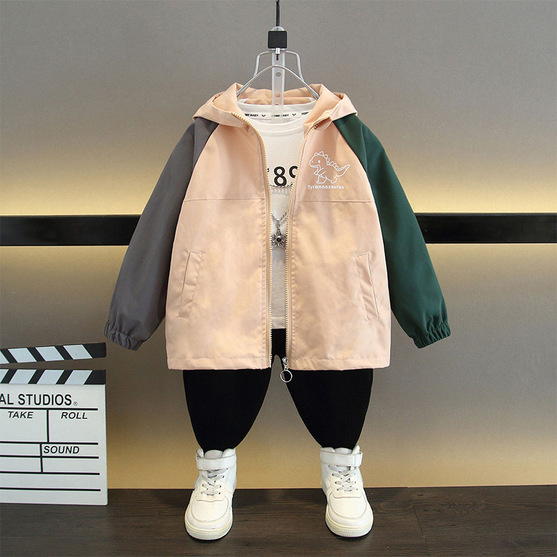 Picture of Children's Clothing Children's Spring and Autumn Coat 2025 Boys' Fashion Hooded Cartoon Dinosaur Top Jacket Baby Trendy Coat