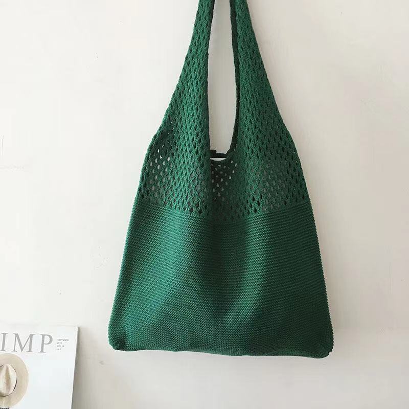 Picture of Cute Knitted Bags 2024 Fashion Hollow Handbags Fashionable and Easiest for Match Shoulder Bags Large Capacity Tote Bags Cross-Border