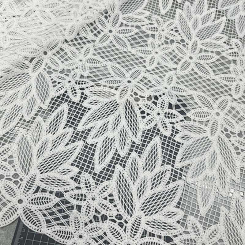 Water soluble embroidery full lace cotton polyester hollow white fashion dress embroidery fabric new wholesale