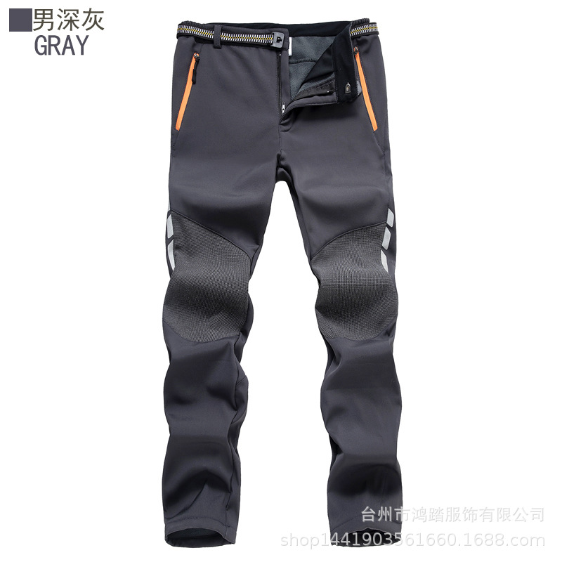 Picture of Men's Outdoor Sports Assault Pants with Velvet and Thickeneding for Autumn and Winter Large Size Waterproof Soft Shell Fleece Ski Mountaineering Pants