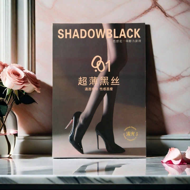 Ultra-thin black silk packaging box invisible stockings carton high permeability stockings box summer pantyhose hanging hole carton in stock