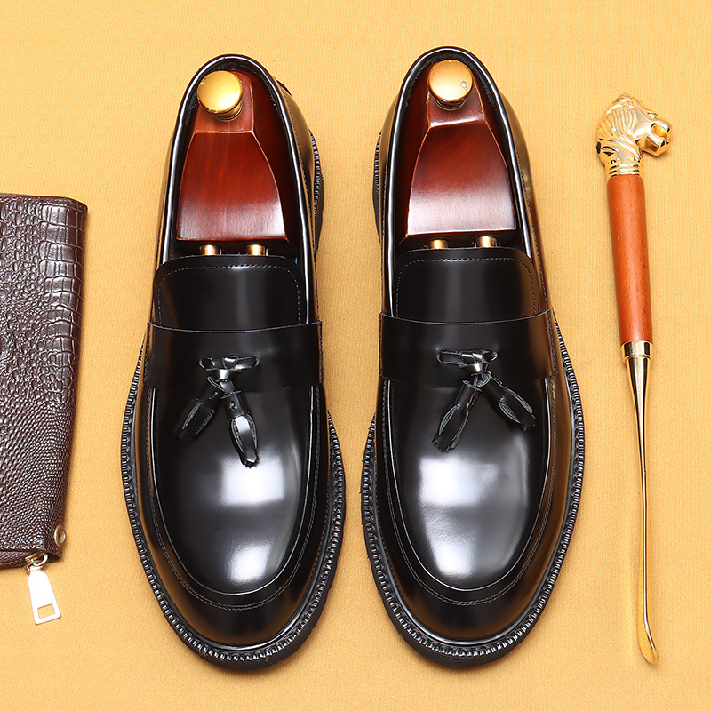 Picture of [vip for] tassel loafers men's leather thick-soled British casual shoes cowhide lining business formal wear