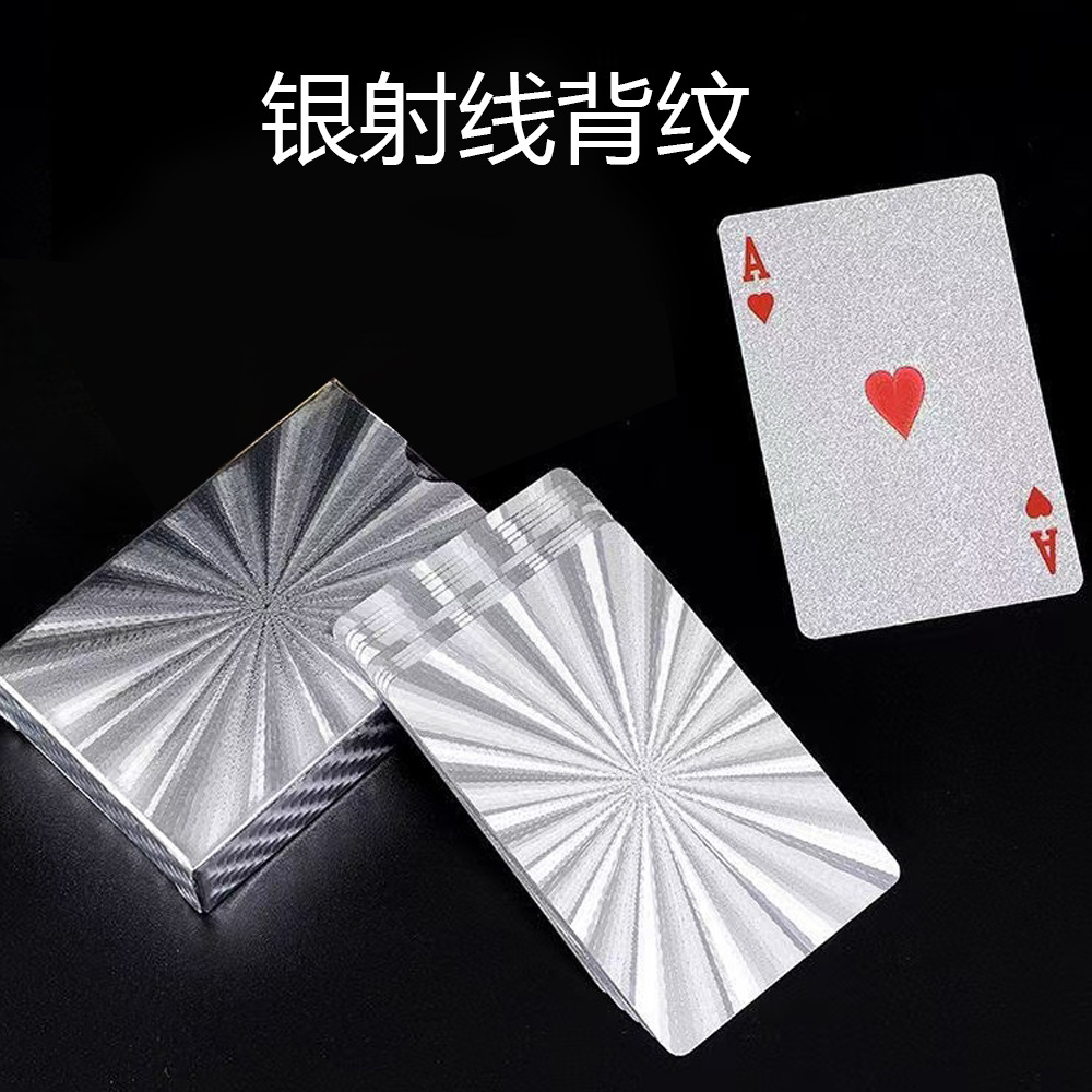Picture of Gold Foil and Silver Plastic Playing Cards in Stock Pet Waterproof and Wear-Resistant Landlord Entertainment Chess and Card Board Games Wholesale Factory in Stock