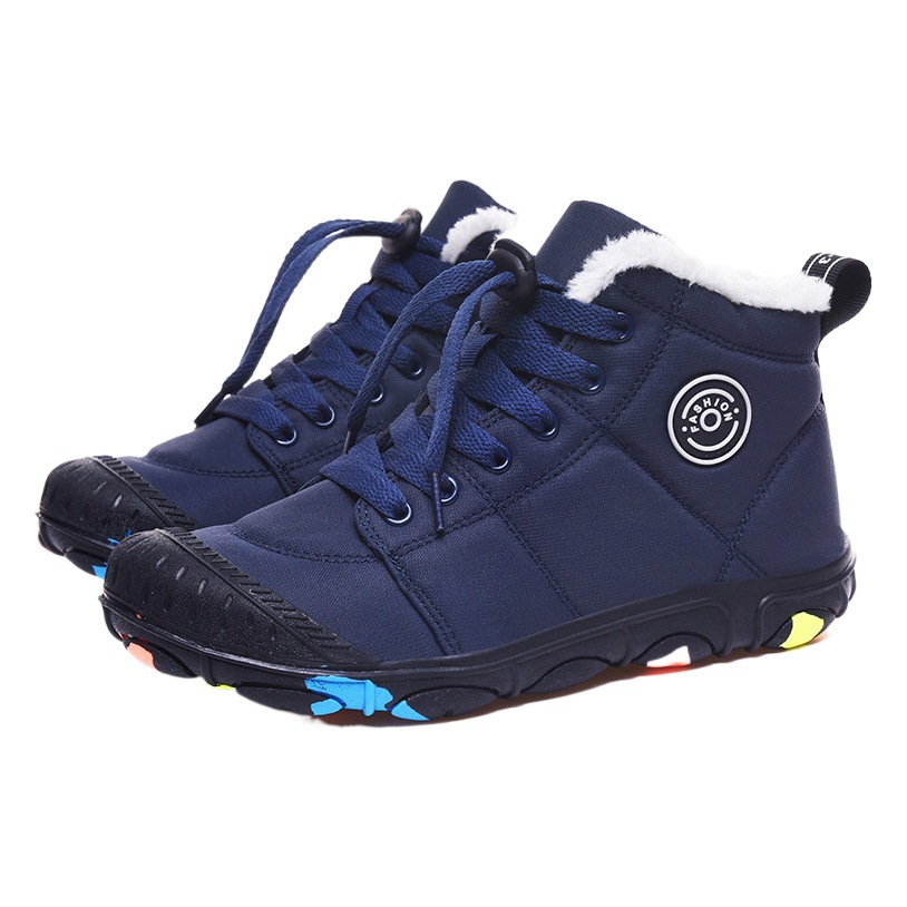 2023 cross-border new winter children's waterproof cotton-padded shoes outdoor high-top snow boots fleece-lined non-slip camouflage bottom warm