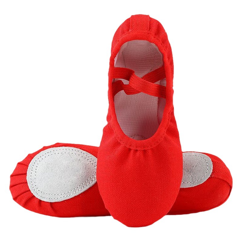 Red dance shoes female children soft bottom practice dancing shoes performance classical dance Chinese dance folk dance ballet shoes