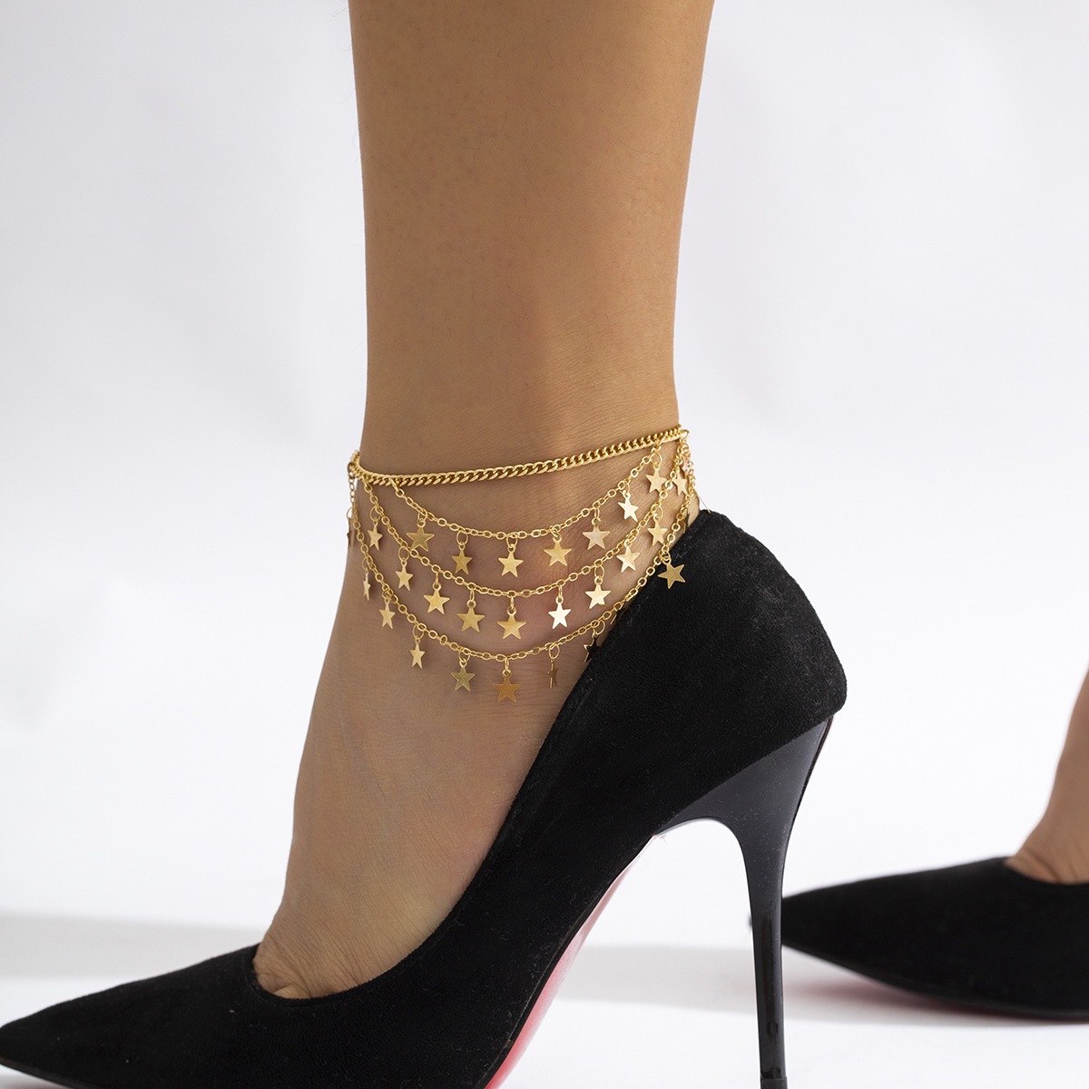 Picture of Cross-border Hot Selling Multi-layer Tassel Hip-hop Foot Chain Women's European and American Exaggerated Personality Geometric Metal Chain Shoe Chain Accessories