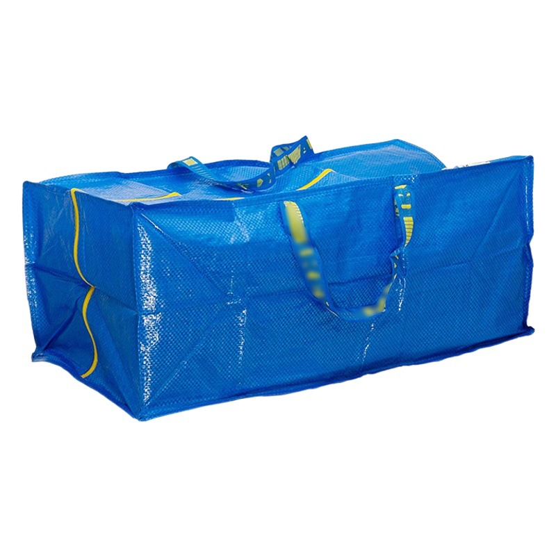 [Spot] Amazon explosion wholesale zipper bag woven bag moving bag Frata blue woven shoulders