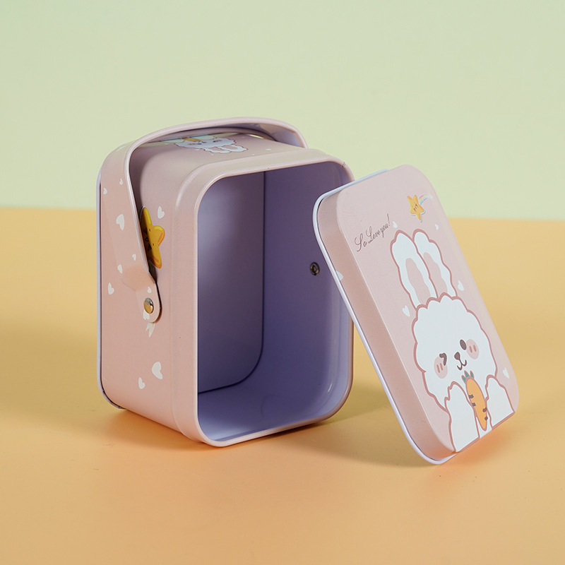 Picture of Factory radish rabbit candy can square iron can portable can packing box portable white rabbit simple tinplate wholesale