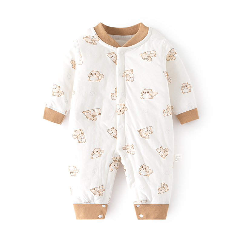 Picture of Baby's Cotton-padded jumpsuit Baby's Warm Autumn and Winter Boneless Jacket Thin Cotton Thickened Door-to-Door Climbing Clothes Children's jumpsuit