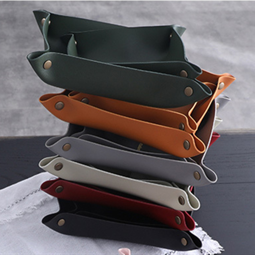 Amazon Supplies Leather Storage Trays, Decorative Storage Baskets, Desktop Leather Trays, Living Room Factory Wholesale Home Goods