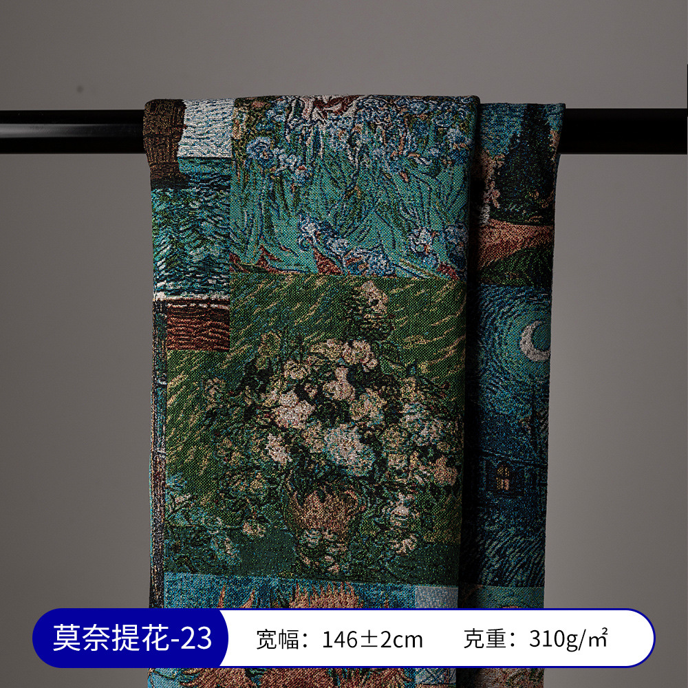 Picture of Monet Oil Painting Jacquard Fabric Handmade DIY Tablecloth Pillow Bag Skirt Clothing Designer Fabric Sofa Fabric