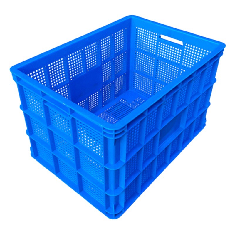 Special Thick 755 Plastic Turnover Basket Express Sorting Hollow Blue Plastic Basket Large Capacity Fruit and Vegetable Industrial Plastic Frame
