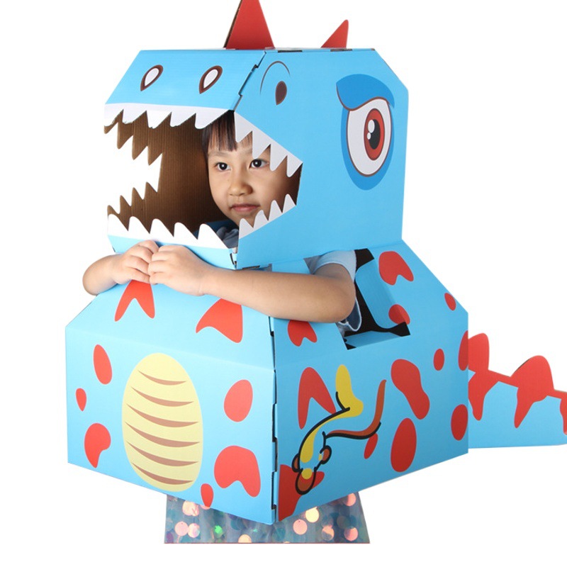 Picture of Tiktok Cartoon Dinosaur Carton Case Wearable Graffiti Tyrannosaurus Rex Model Kindergarten Handmade Stitching Children's Toys