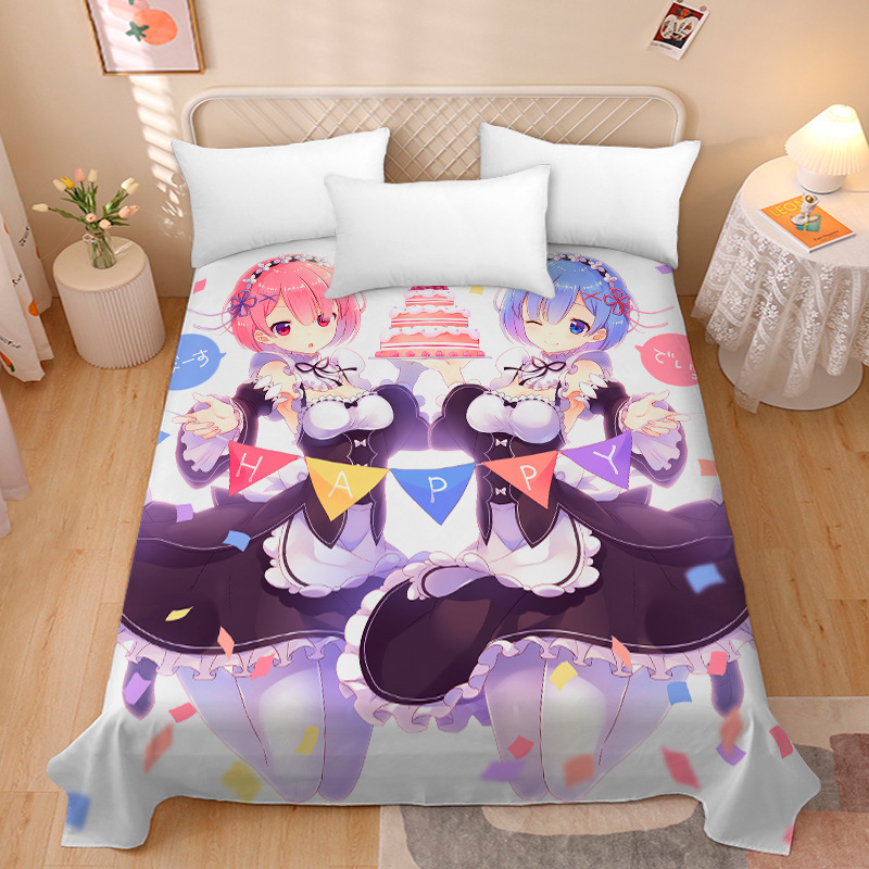 Picture of Anime Two-Dimensional Anime Rem Picture Gentleman 3D Beauty Bed Bed Sheets Single Piece Student Dormitory 1.9m