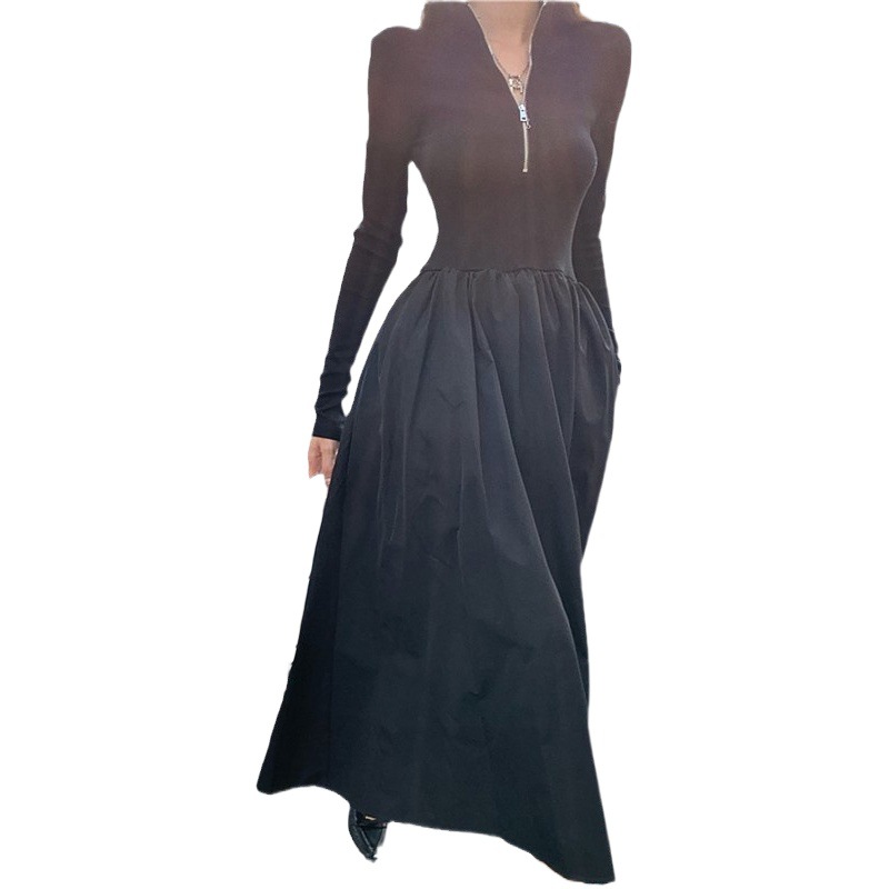 French Hepburn Style Black Long-sleeved Knitted dress Women's Autumn and Winter 2024 Early Spring New High-end Long Dress