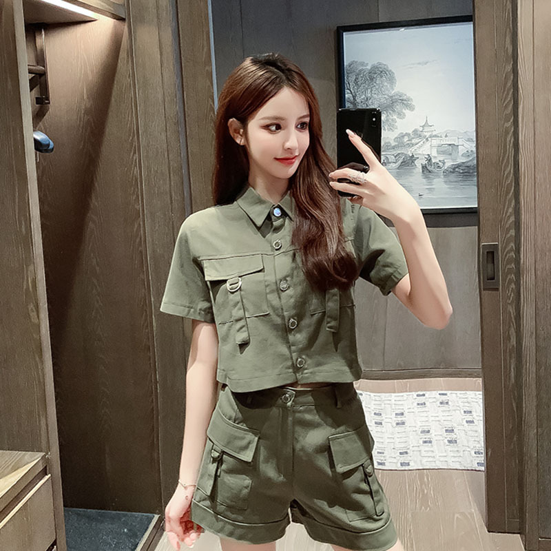 Picture of Work Style Suit Slimming Look 2025 Summer Cross-Border New Short-Sleeved Jacket Wide-Leg Shorts Women's Two-Piece Set
