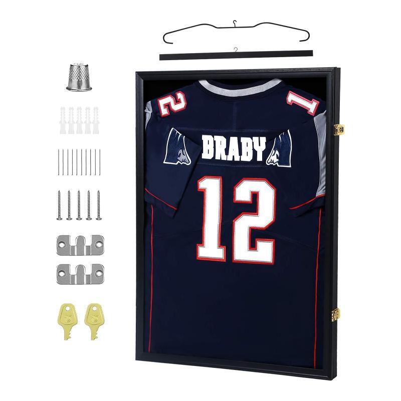 Jersey Display Frame, Mounting Display Flip Photo Frame Collection, Jersey Display Case Wall Hanging Gold Lock Frame