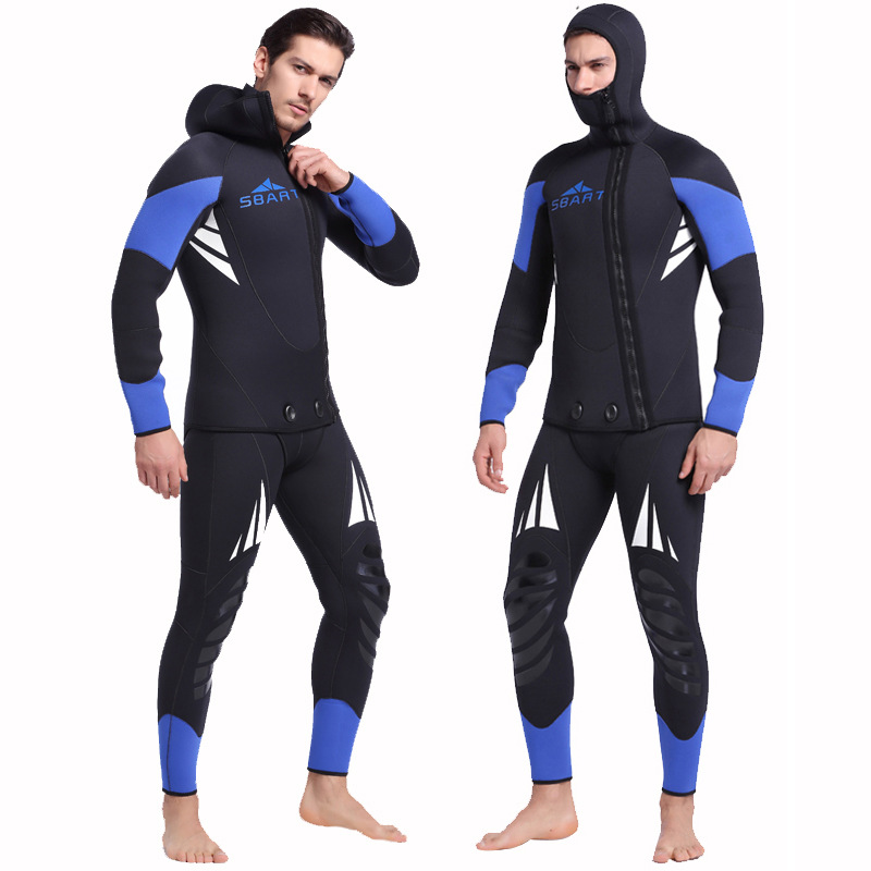 Shark Bart 5mm Diving Suit Thickened Warm Surfing Snorkeling Swimsuit Long Sleeve One-piece Two-piece Winter Swimming Fish Hunting Suit