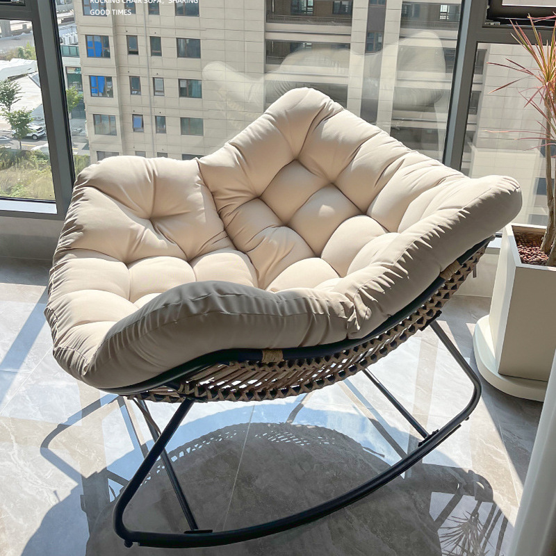 Cross-border Lazy Rocking Chair Recliner Balcony Leisure Rattan Single Reclining Sleeping Sofa Chair