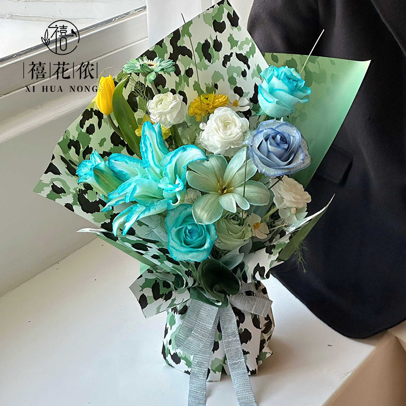 Xihuanong Leopard Rich Flower Wrapping Paper Plastic Opp Film Waterproof Wrapping Paper Advanced Flower Shop Floriculture Materials
