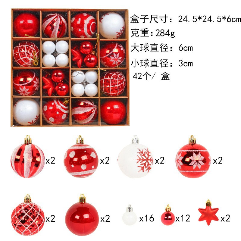 Picture of Zhuran Christmas Ball suit Christmas Tree Painting Ball Hanging Pendant Electroplated Ball Holiday Decoration Ball Mixed Gift Box