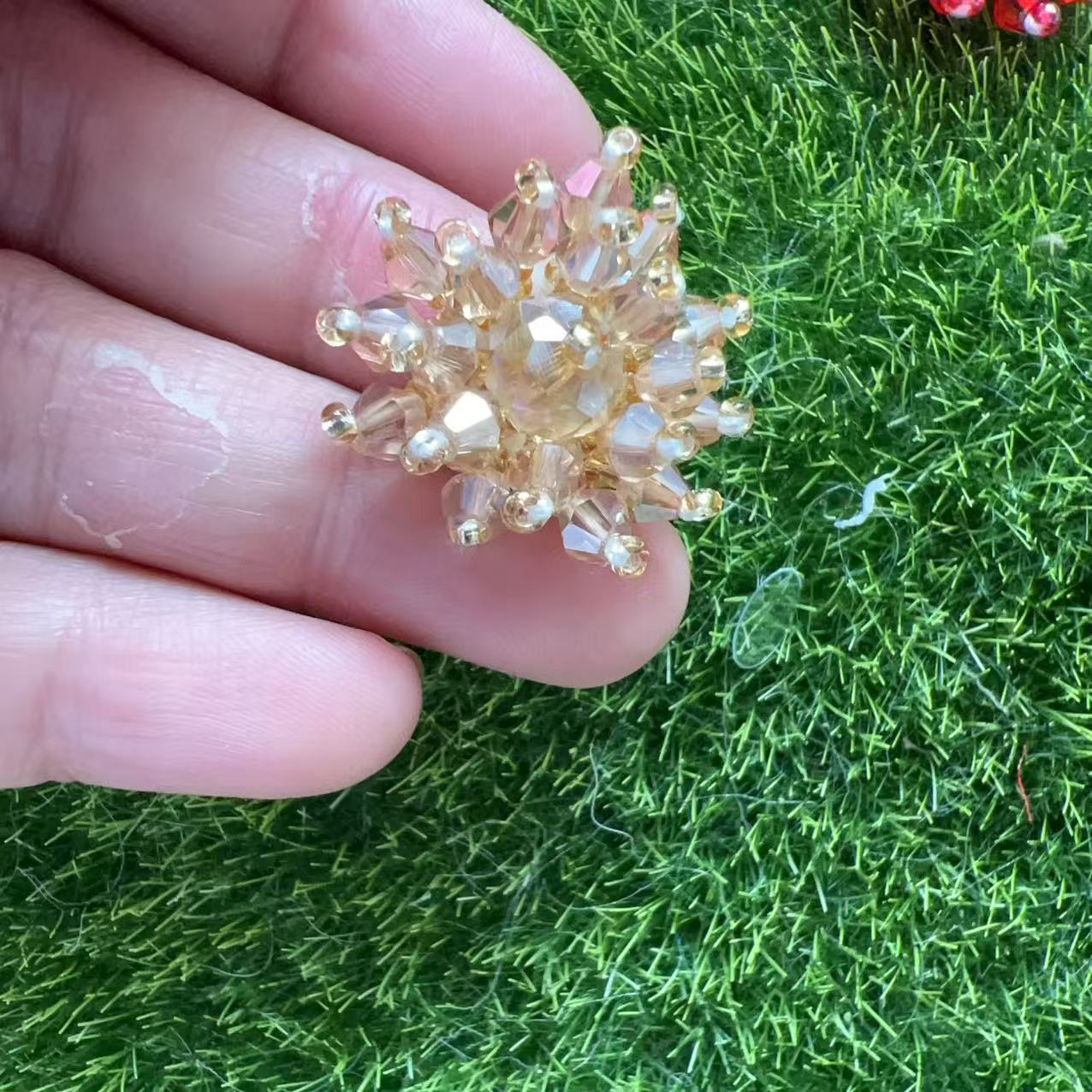 Picture of Handmade String Crystal Beads Flower Bud Accessories Clothing Shoes Flower Decoration Earrings Handmade DIY Accessories Flower Accessories Accessories