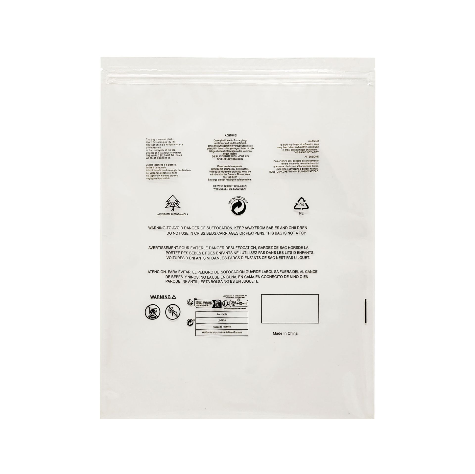 Picture of Amazon single strand zipper garment vacuum bag sealed garment bag vacuum zipper bag anti-suffocation warning bag
