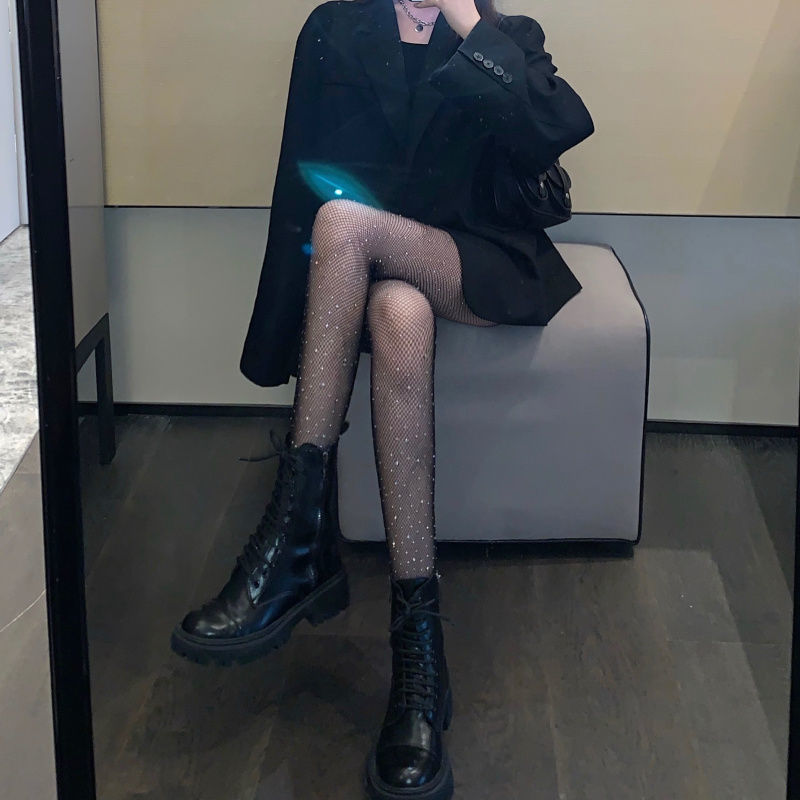 Picture of Europe and the United States cross-border sexy stars hot drilling net stockings black stockings with Diamond fishing net stockings thin mesh pantyhose women