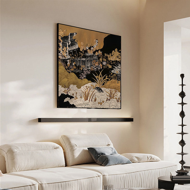 Picture of Xianting Small Courtyard French Middle-style Art Living Room Decorative Painting Retro New Chinese-style Mountain Wild Hanging Painting Entrance Murals