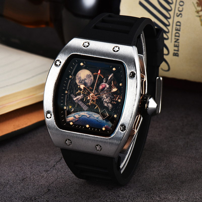 Picture of Factory wholesale foreign trade new barrel-shaped space astronaut luminous hollow tourbillon fashion men's wrist watch